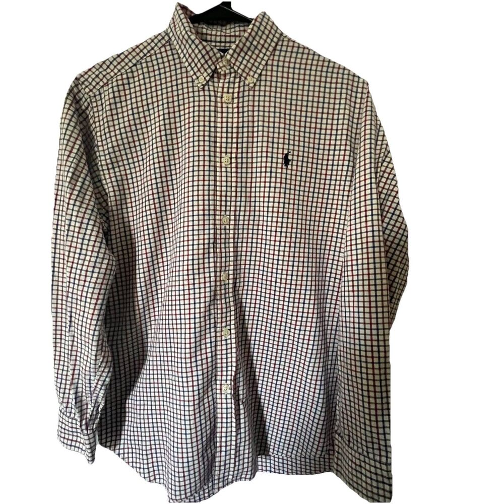 Boys Ralph Lauren Long Sleeve Cream/Blue/Red/Brown Button Down Shirt - L 16-18
